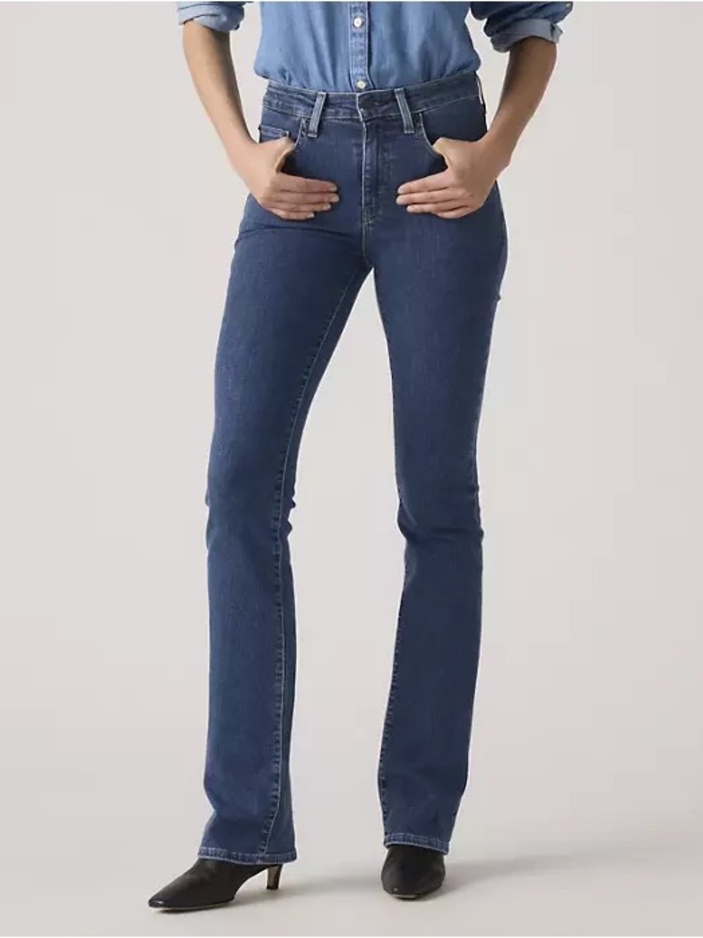 Levi's 725 High Rise Bootcut Jeans Womens Sz 33 Dark Blue Wash Stretch NWT